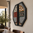 Handmade stone mosaic wall art set with two black octagon frames and floral fall scenes