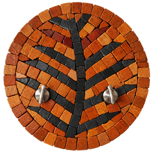 Amber Grove Orange & Black Stone Mosaic Wall Key Holder, 2 Hooks, Pack of 1 (6")
