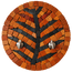 Round orange and black stone mosaic key holder with two hook nails, tree motif