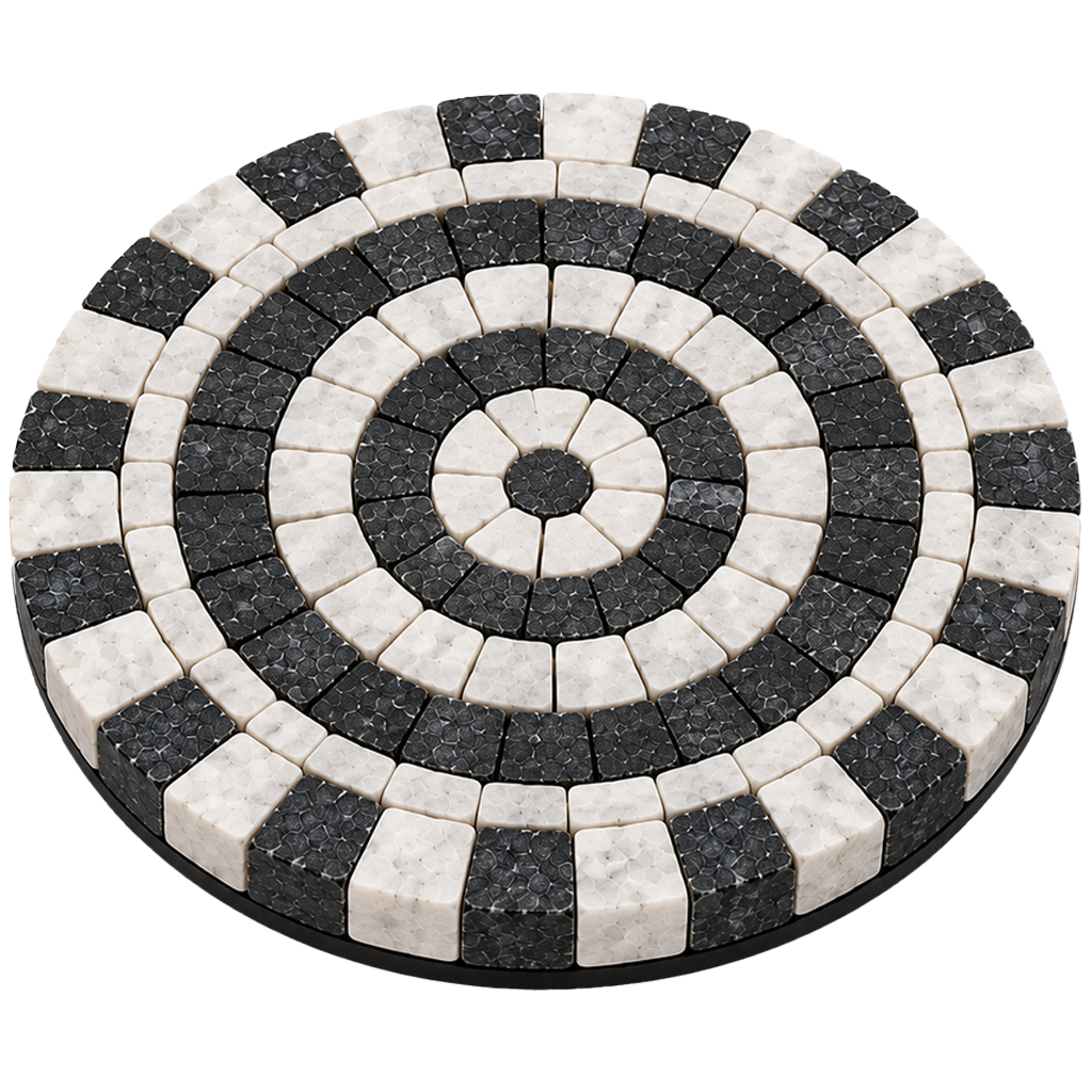 Noir & Ivory Black & White Stone Mosaic Coaster, Pack of 1 (6