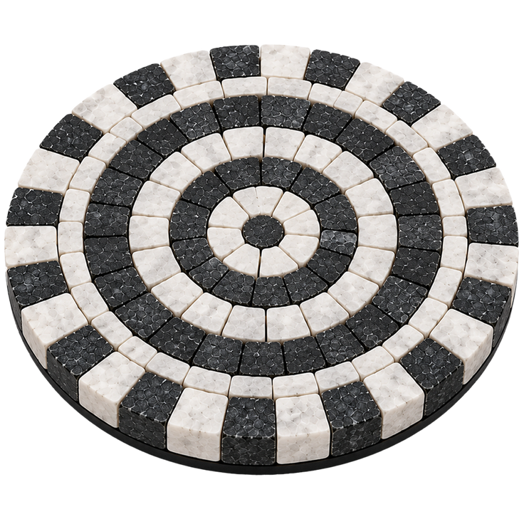 Noir & Ivory Black & White Stone Mosaic Coaster, Pack of 1 (6")