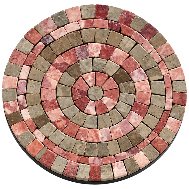 Rosette Rings Rose & Taupe Stone Mosaic Coaster, Pack of 1 (6")