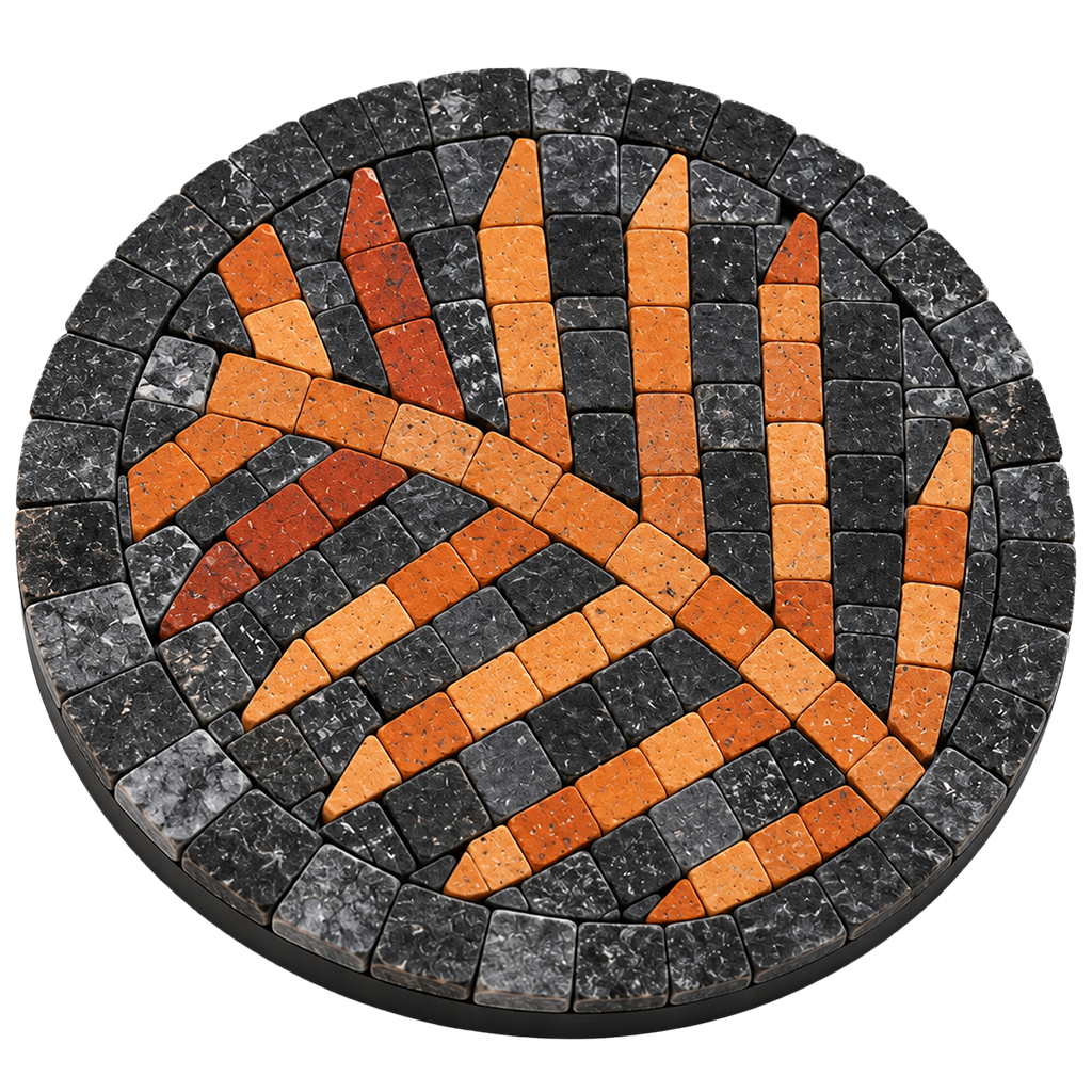 Obsidian Amber Frond Black & Amber Stone Mosaic Coaster, Pack of 1 (6