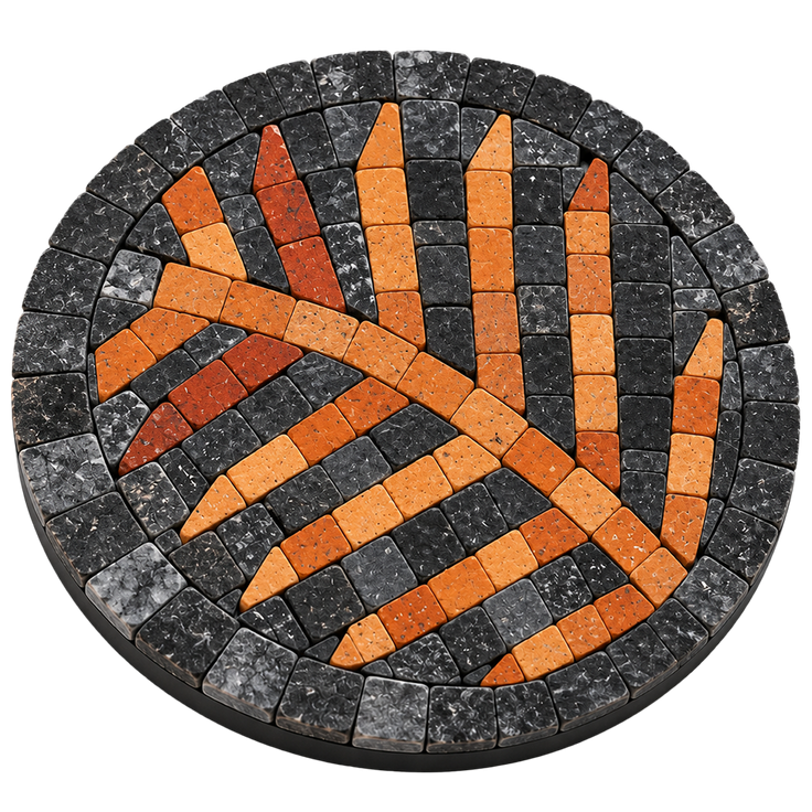Obsidian Amber Frond Black & Amber Stone Mosaic Coaster, Pack of 1 (6")
