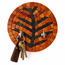 Round orange and black mosaic key holder with two hanging hooks, tree design